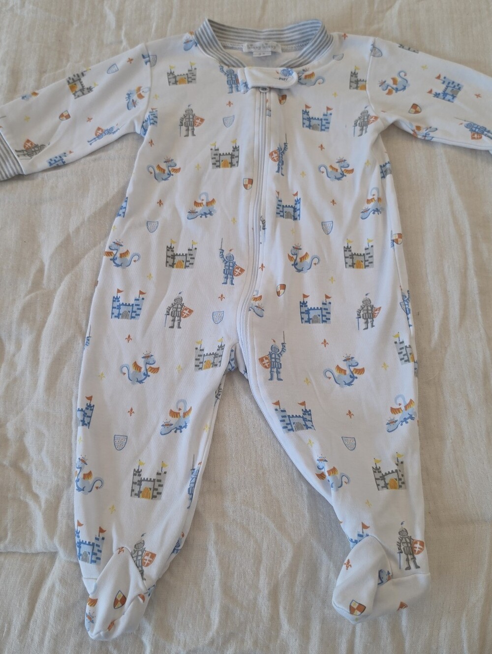 Kissy Kissy Baby Boy Infant Knight Dragon Castle Print Footie 3-6 Months